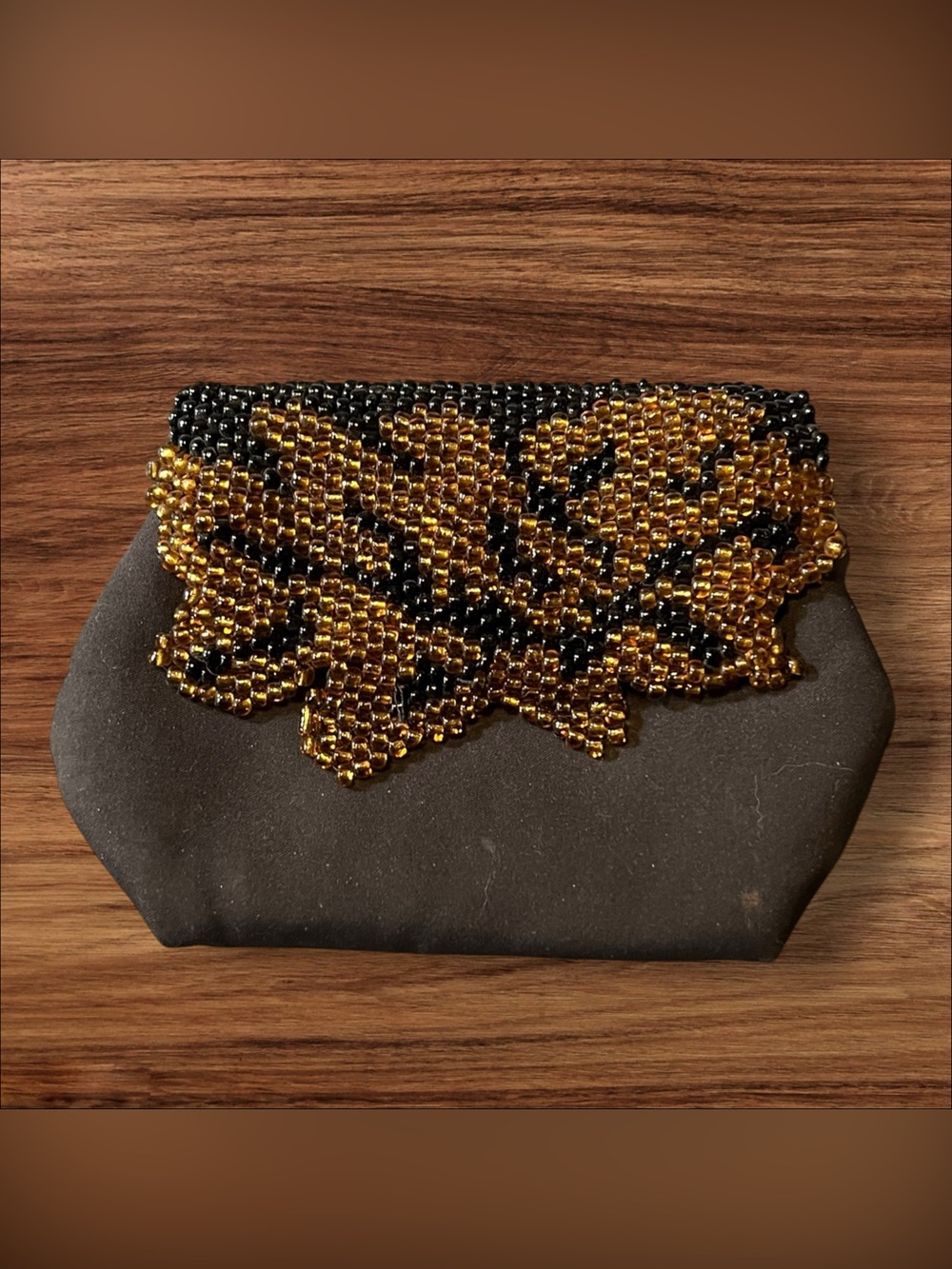 Black Gold Beaded Evening Clutch Purse Whimsigoth Boho Glam